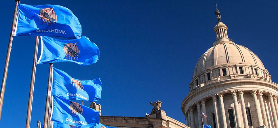 Oklahoma State Capitol and Flag Oklahoma Agriculture Policy