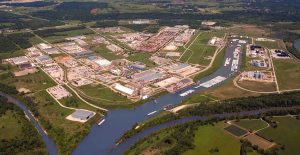 A bird's eye view of the Tulsa Port of Catoosa.